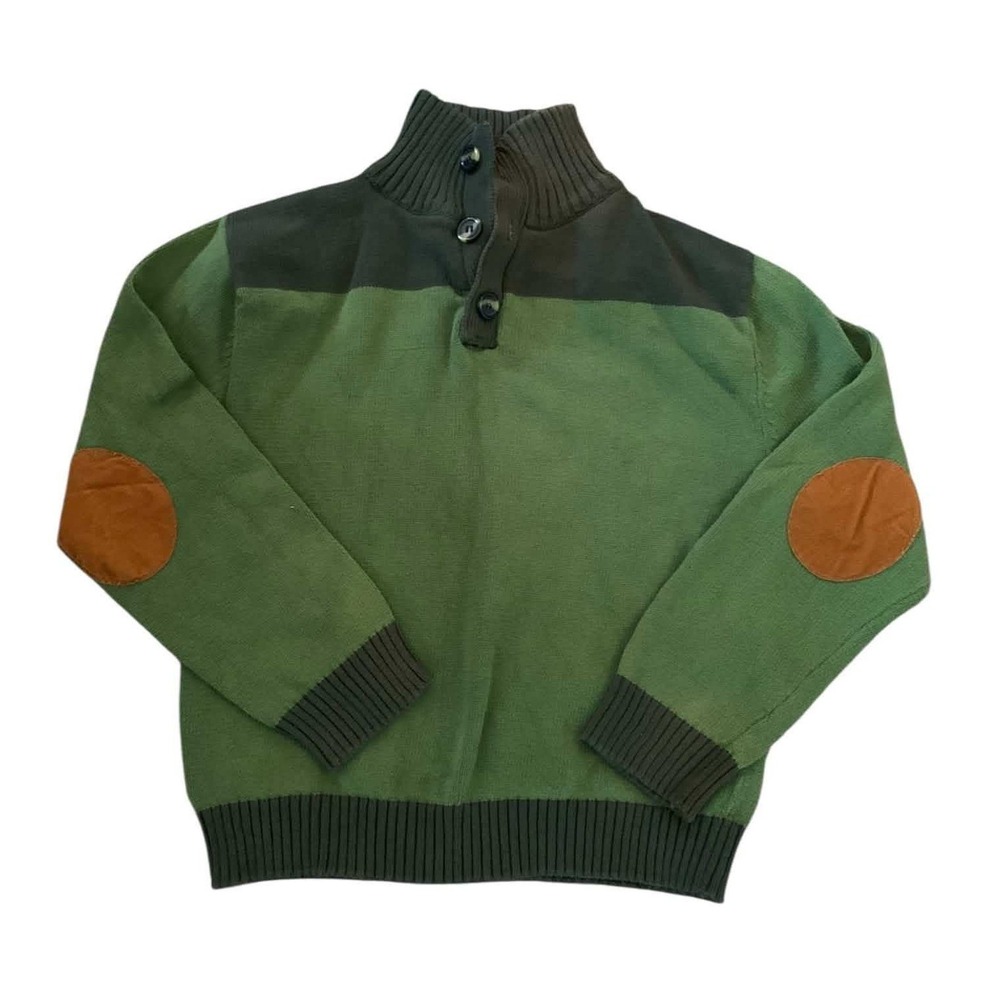 Gioberti Boys 12 Hunter Green Button Collar Mock Neck Cotton Pullover Sweater
